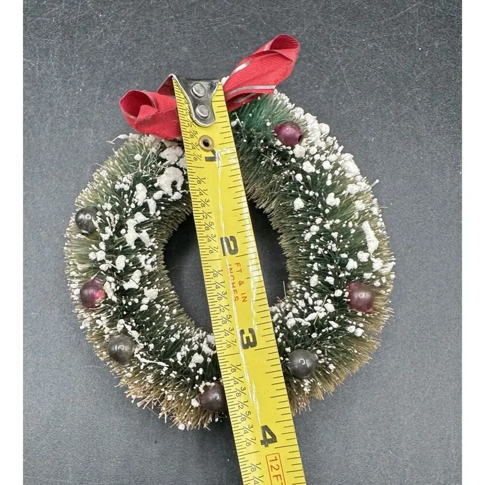Vintage Bottle Brush Wreath Christmas Decoration with Balls Glitter TO5